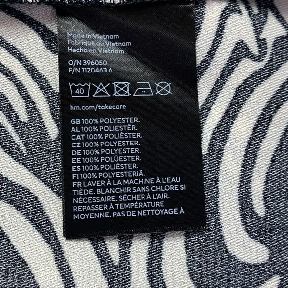 New H&M V-Neck Retro Y2K Zebra Swirl Wide Sleeve Mini Dress Women's Size Large - Picture 6 of 8